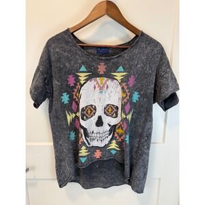 The Clas-Sic Made in USA Calavera Sugar Skull Thrashed Distressed T Shirt Size L
